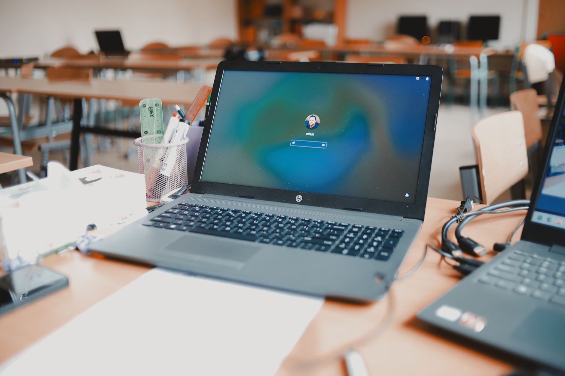 laptops in a classroom