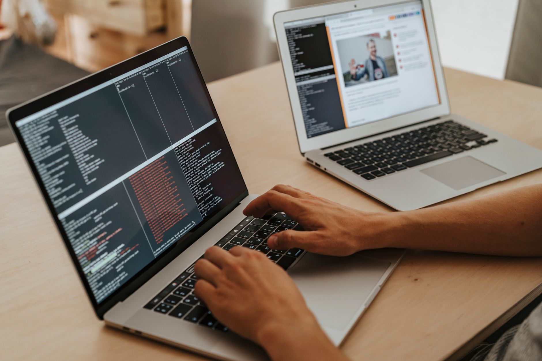 Person coding on a laptop while working through a free generative AI course